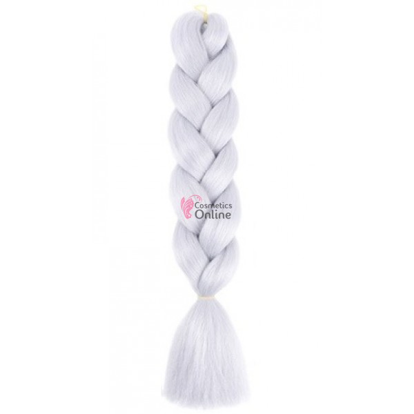 Coada de par afro impletita de  60 cm Premium 1 - Silver (Argintiu) 293